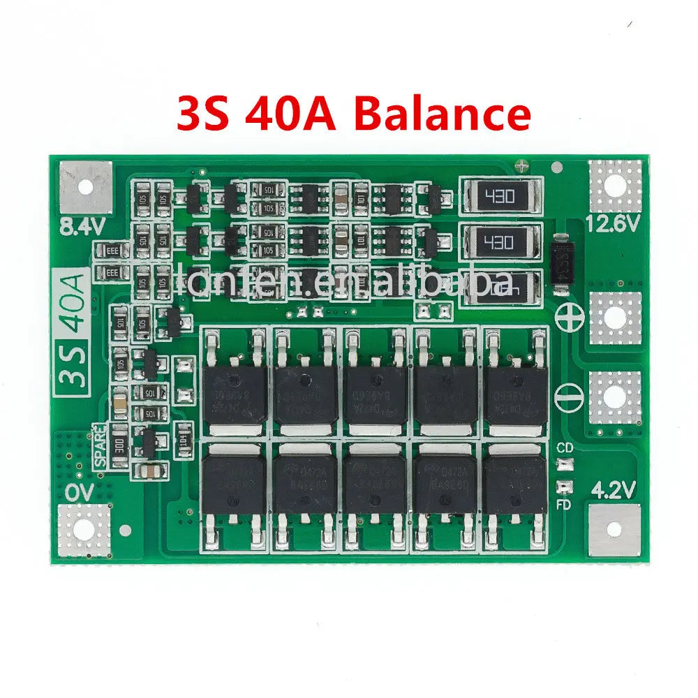 Custom 3S/4S 40A/60A Li-ion Lithium Battery Charger Protection Board 18650 BMS For Drill Motor Enhance/Balanced 11.1V/12.6V/14.8V/16.8V Manufacturer