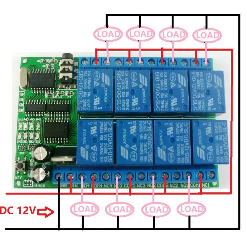 Custom OEM 8ch 12VDC DTMF Relay MT8870 Decoder Phone Remote Control switch for AC DC Motor LED CNC Smart Home PLC Manufacturer
