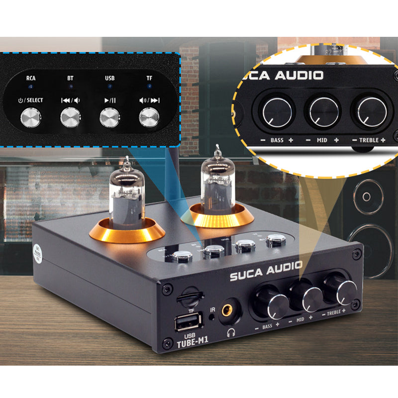 6K4 Vacuum Tube Preamp HiFi Stereo Audio Receiver NE5532 USB TF Card Music Player Headphone Amplifier WAV/APE/FLAC pcb assembly