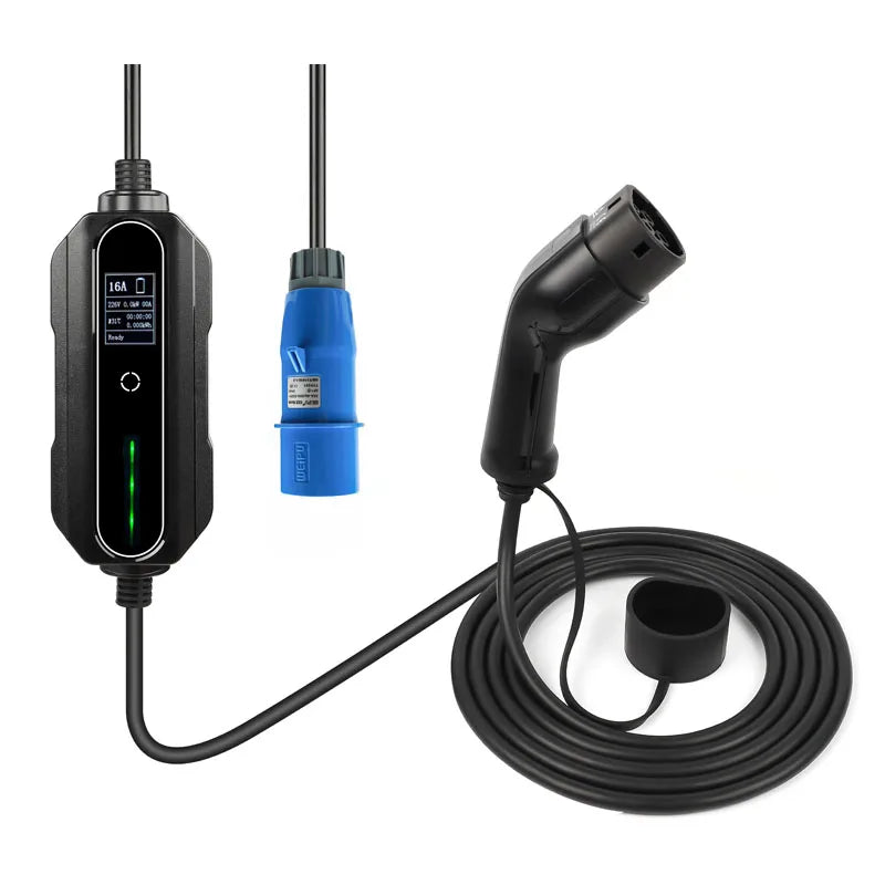 Custom Mobile EV Charger Wallbox 32A Fast EV Charger IEC62196 Type 2 CEE 3 Pins Electric Car Charger EVSE Cargador Auto Electrico Manufacturer