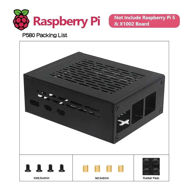 Custom Metal Case P580 for Raspberry Pi 5 & X1002 Board (NOT Support X1000/X1001/X1003 Board!!!) Custom
