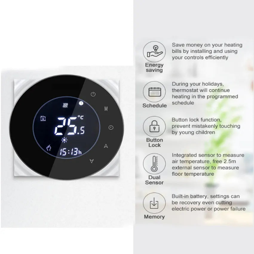 Custom WiFi fan coil programmable controller LCD touch screen digital indoor thermostat TUYA smart thermostat Manufacturer