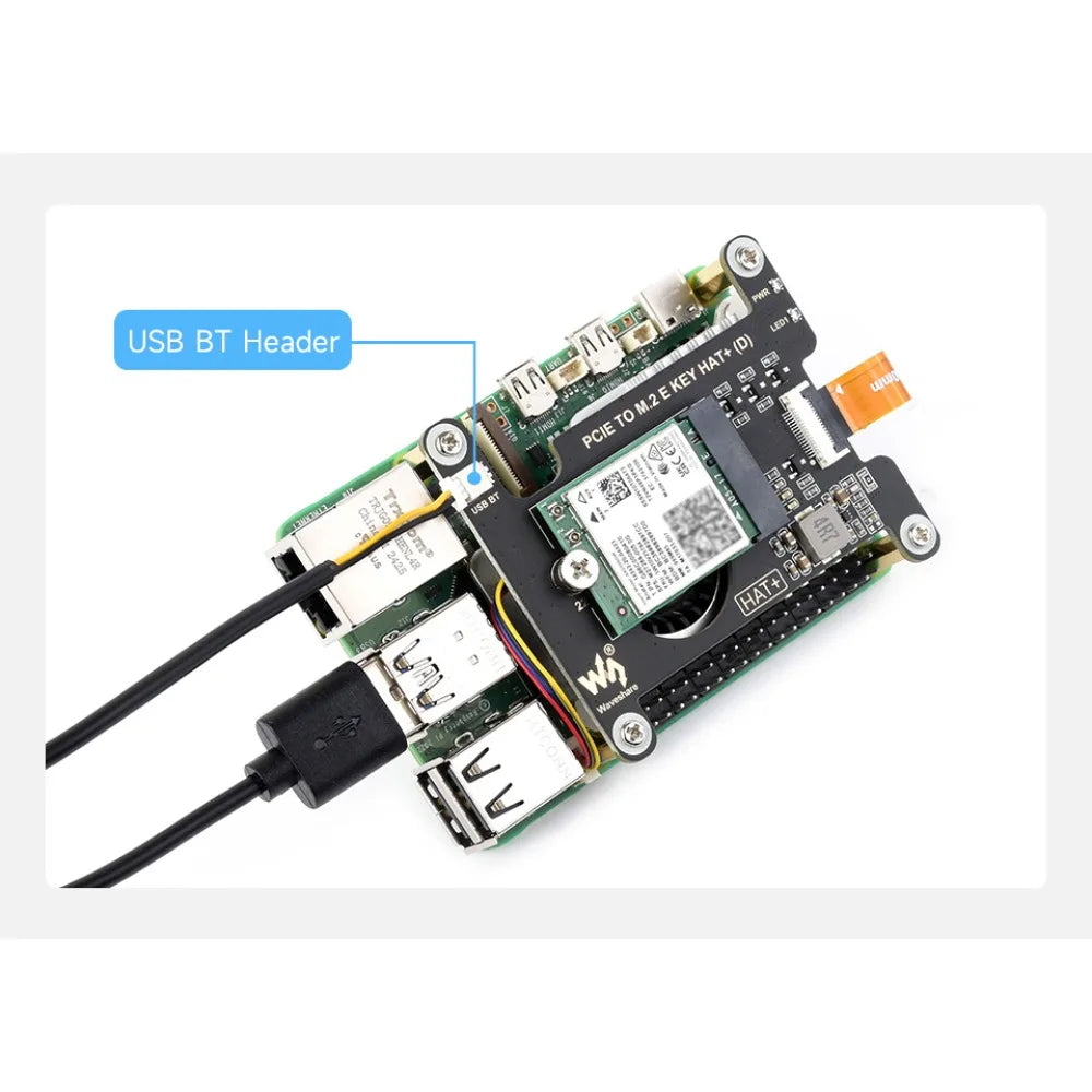 PCIe To M.2 E KEY HAT (D) For Raspberry Pi 5,Compatible With Various NGFF (M.2 E KEY) Wireless NIC,Supports USB BT