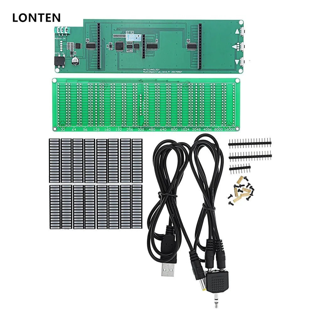 Custom Lonten 16 Level LED Music o Spectrum Indicator Amplifier Board Green Color Speed Adjustable With AGC Mode DIY Kit Manufacturer