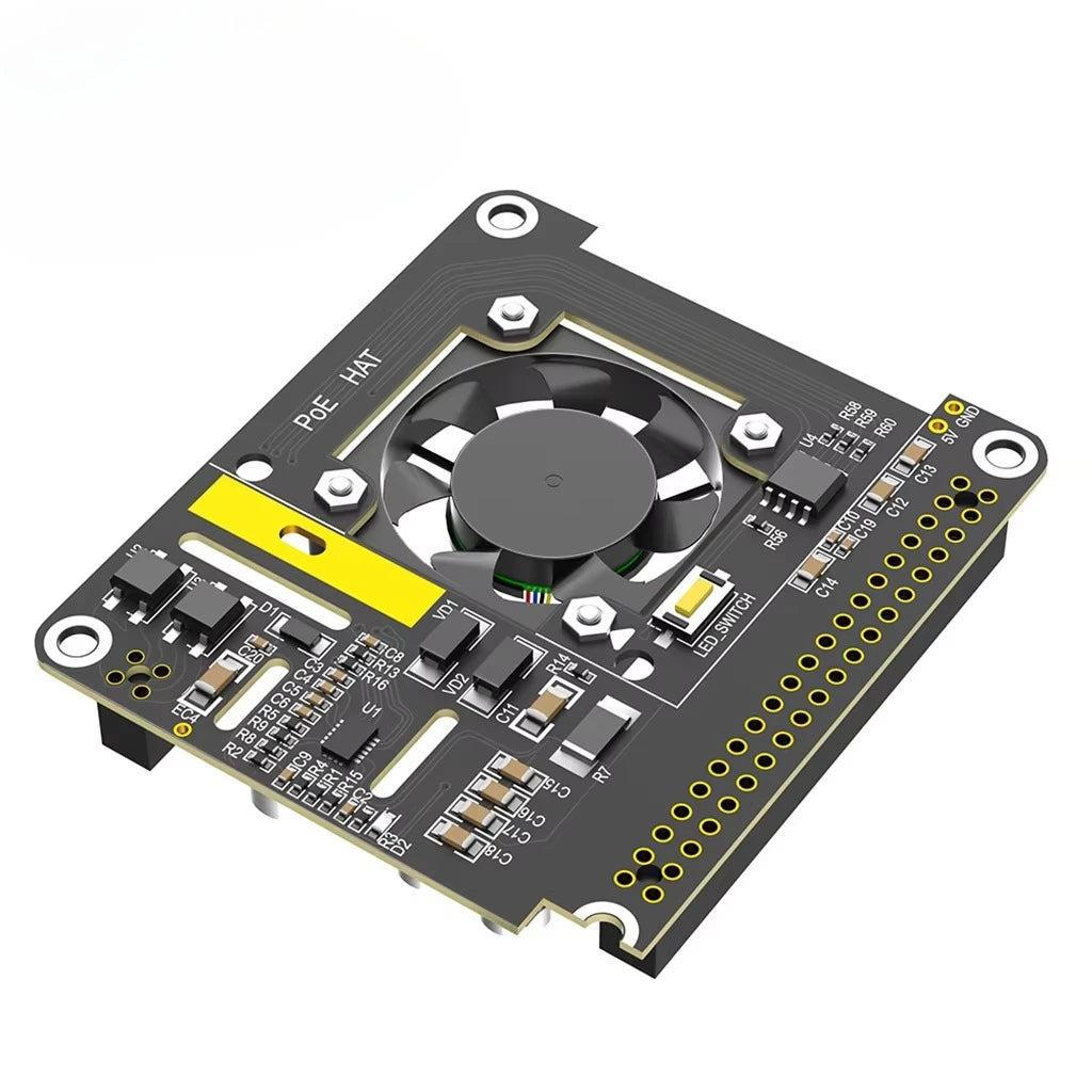 Pi 5 PoE HAT Board for Raspberry Pi 5 with Cooling Fan/Computer Module 5 Power Over Ethernet HAT for Pi 5 /CM5 5V 5A 25W