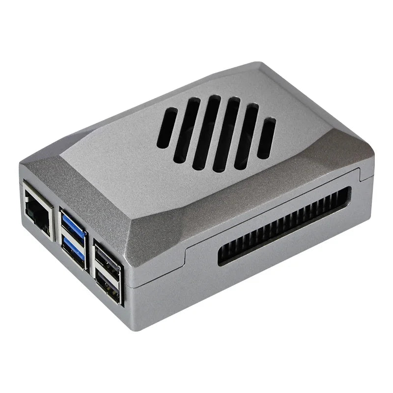 Custom Raspberry Pi 5 ABS Case Silver Shadow Box with PWM Cooling Fan Shell Fit for Active Cooler Power Button for Pi 5