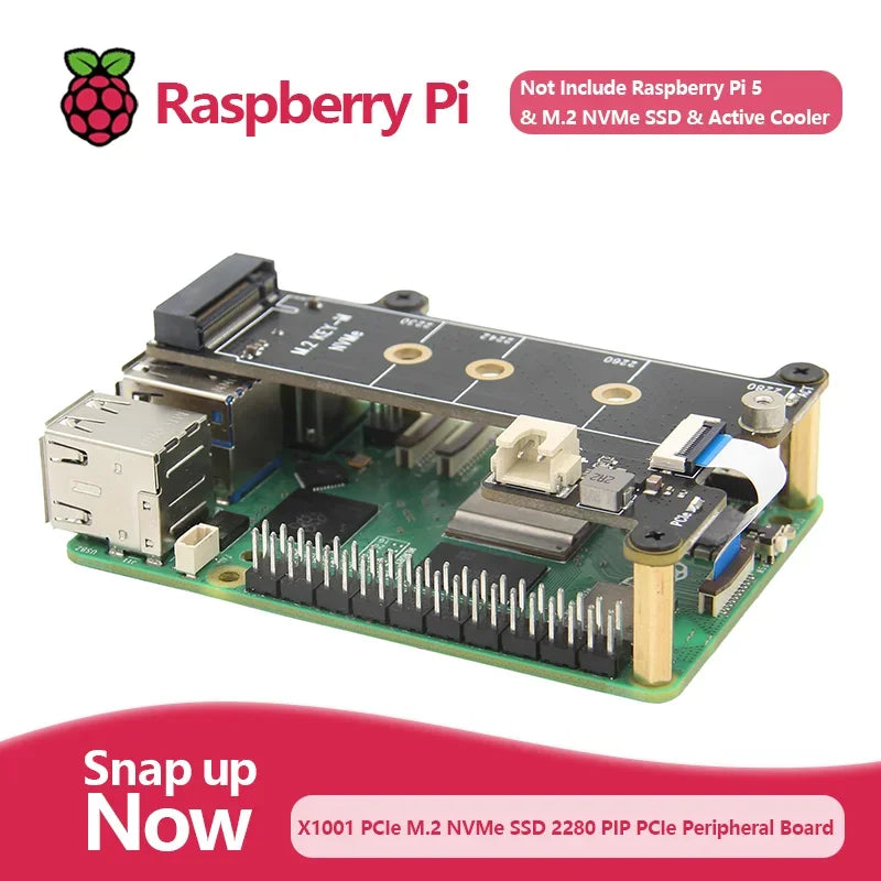X1001 V1.1 pcie M.2 NVMe SSD 2280 PIP PCIe Peripheral Board Shield for Raspberry Pi 5 Custom