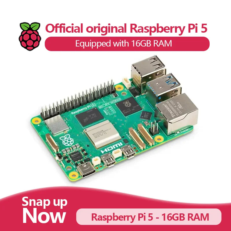 Official Original Raspberry Pi 5 Single Board Computer New Arrival 16GB RAM for Education and Learning