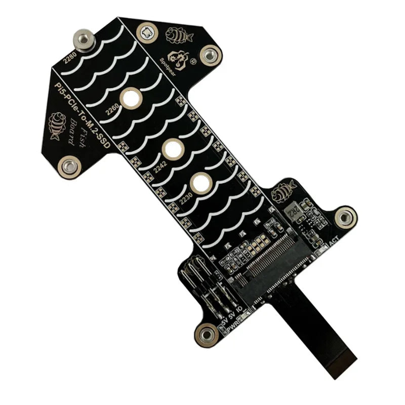 Raspberry Pi 5 PCIe to M.2 NVMe SSD Adapter Board HAT One-Body Pi5-PCIe-Fish-Board-A For Pi5