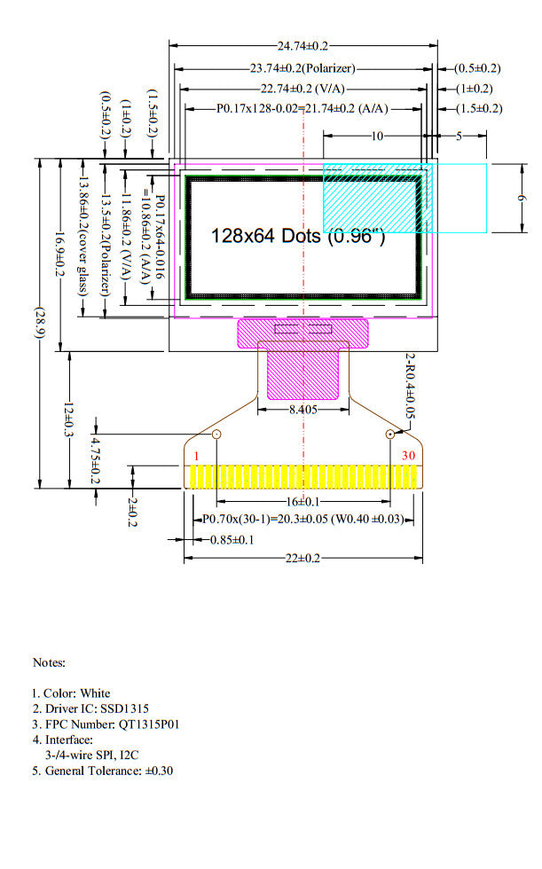 Blue or white 128X64 0.96 inch OLED LCD LED Display Module For Arduino0 0.96" IIC SPI Communicate 3.3V-5V Custom