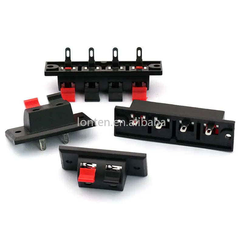 Custom 2PCS 2 Positions 4 Poles Connector Terminal Push In Jack Spring Load Audio Speaker Terminal Breadboard Clip Manufacturer
