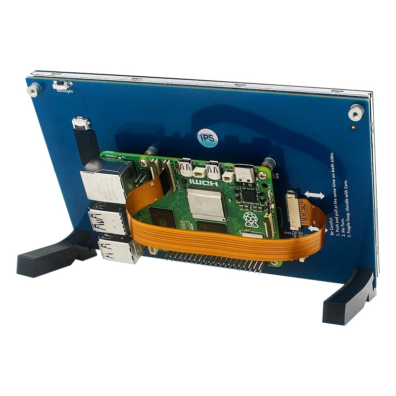 Caturda 7 Inch DSI Touch Screen IPS Display 800*480 MIPI CSI Cable Holder for Raspberry Pi 5 4B 3B+ 3B