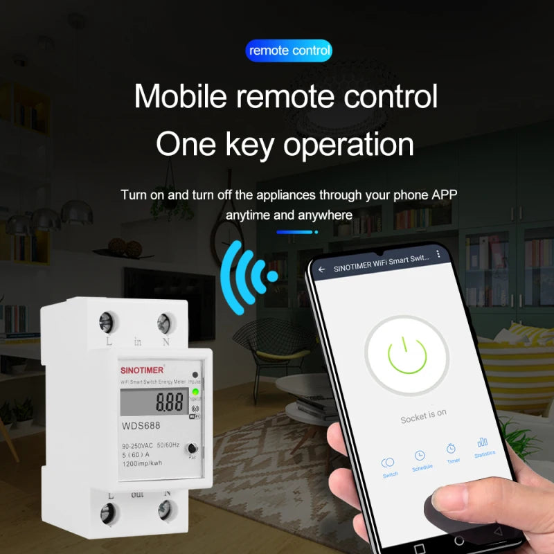 Custom NewElectronic Component Digital Electric Consumption KWh Din Rail Smart  Meter WiFi Power Meter Watt Remote Switch Control Monit Manufacturer