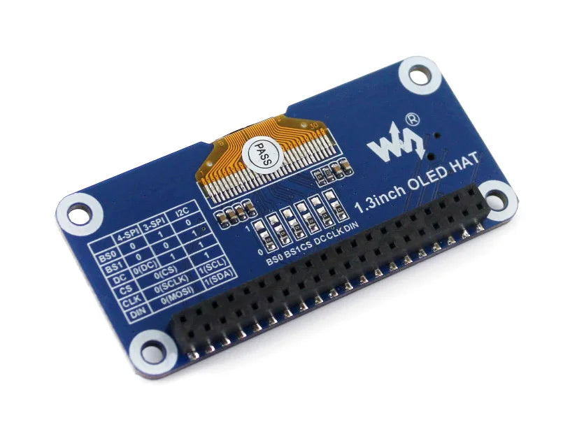 Custom 1.3 inch OLED display HAT for Raspberry Pi 2B/3B/3B+/Zero/Zero W,128x64 pixels,SPI,I2C interface,embedded controller Custom PCB Manufacturer