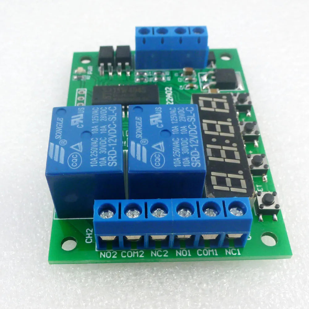 Custom OEM IO22A02 DC 12V 2CH Multi-function Delay Relay Timer Time Switch for PLC LED Motor Manufacturer