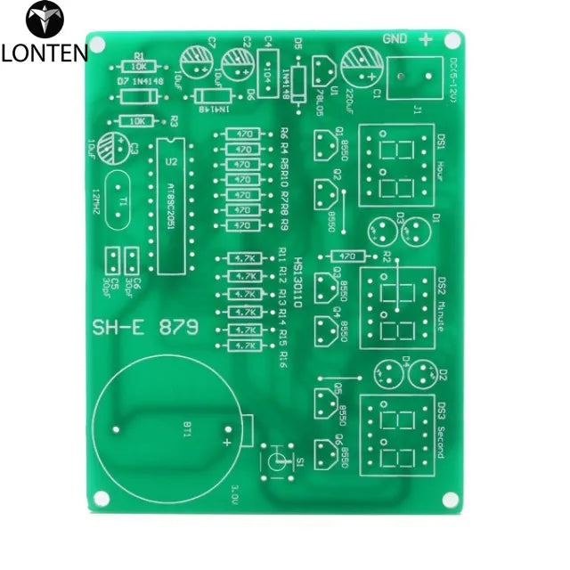 Custom Lonten  DIY 6 Digital LED Electronic Clock Kit 9V-12V AT89C2051 without battery Manufacturer