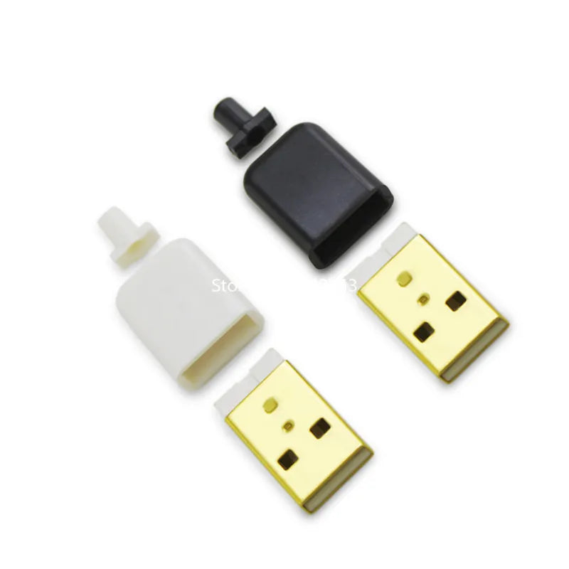 Custom 10pcs/lot USB 4pin Male Connector Plug White/black Welding Data Line Interface DIY Data Cable Manufacturer