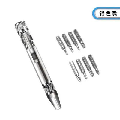 Custom Hot Portable 8 in 1 Aluminum Pen Style Screw Driver Multi-Tool Precision Mobile phone Repair Tool Kit Screwdriver Set Bits