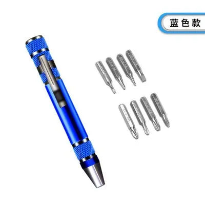 Custom Hot Portable 8 in 1 Aluminum Pen Style Screw Driver Multi-Tool Precision Mobile phone Repair Tool Kit Screwdriver Set Bits