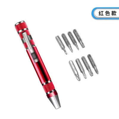 Custom Hot Portable 8 in 1 Aluminum Pen Style Screw Driver Multi-Tool Precision Mobile phone Repair Tool Kit Screwdriver Set Bits