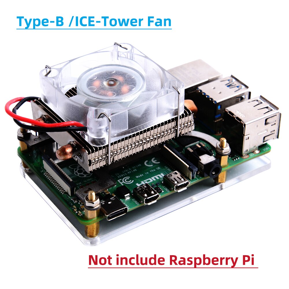 ICE-Tower Cooling Fan, Super Heat Dissipation for Raspberry Pi 4 Model B / 3B+ / 3B customize