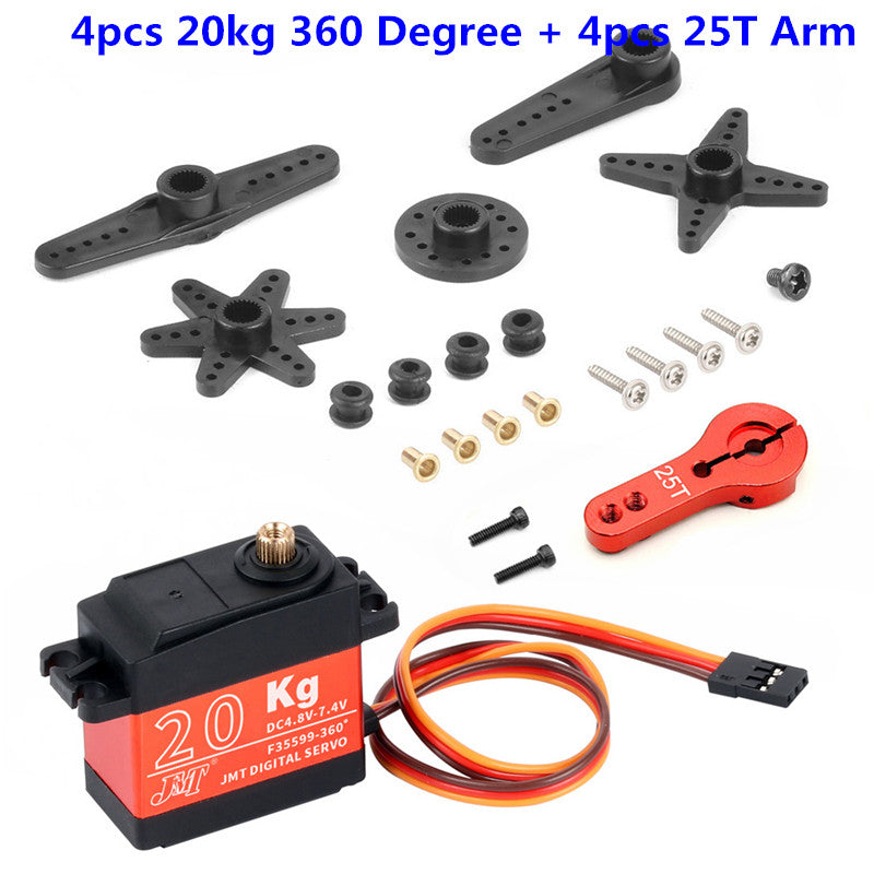 4x 20KG 90/180/270/360Degree Digital Servo Large Torque Aluminium Metal Gear For 1/8 1/10 Scale RC Car Boat Plane Waterproof