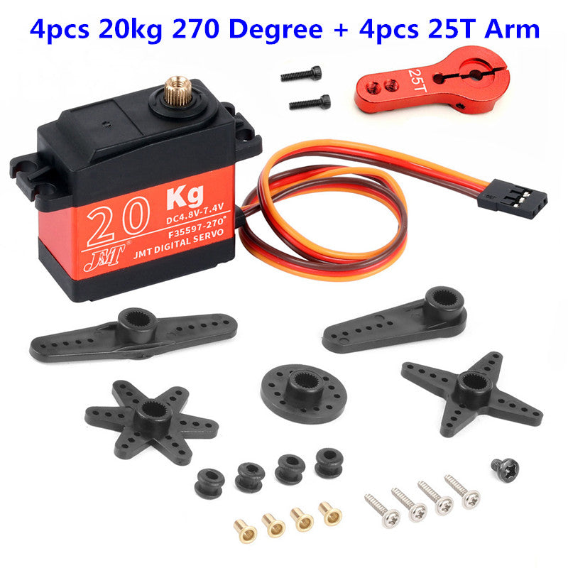 4x 20KG 90/180/270/360Degree Digital Servo Large Torque Aluminium Metal Gear For 1/8 1/10 Scale RC Car Boat Plane Waterproof