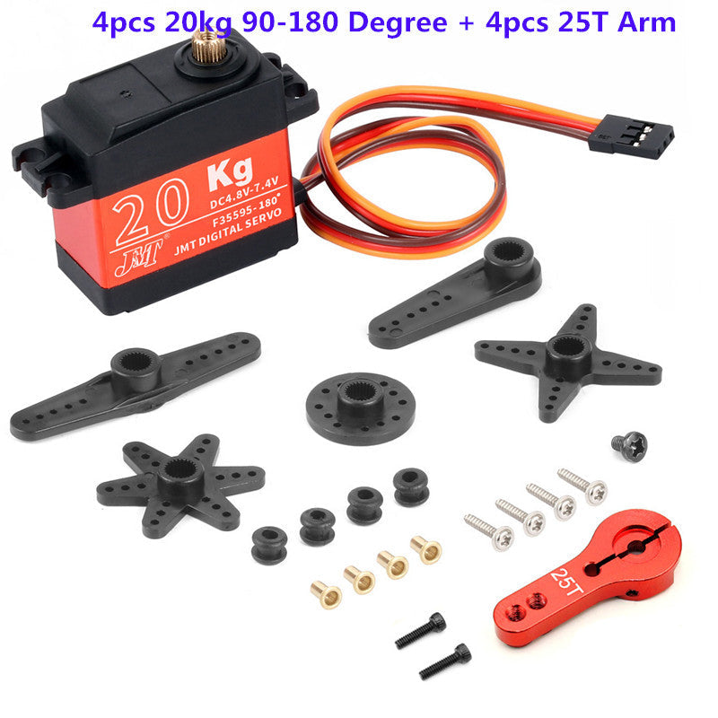 4x 20KG 90/180/270/360Degree Digital Servo Large Torque Aluminium Metal Gear For 1/8 1/10 Scale RC Car Boat Plane Waterproof