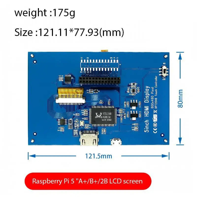 Custom LCD module 5.0 inch Pi TFT 5 inch Resistive Touch Screen 5.0 inch LCD shield module HDMI interface for Raspberry Pi 3 A+/B+/2B