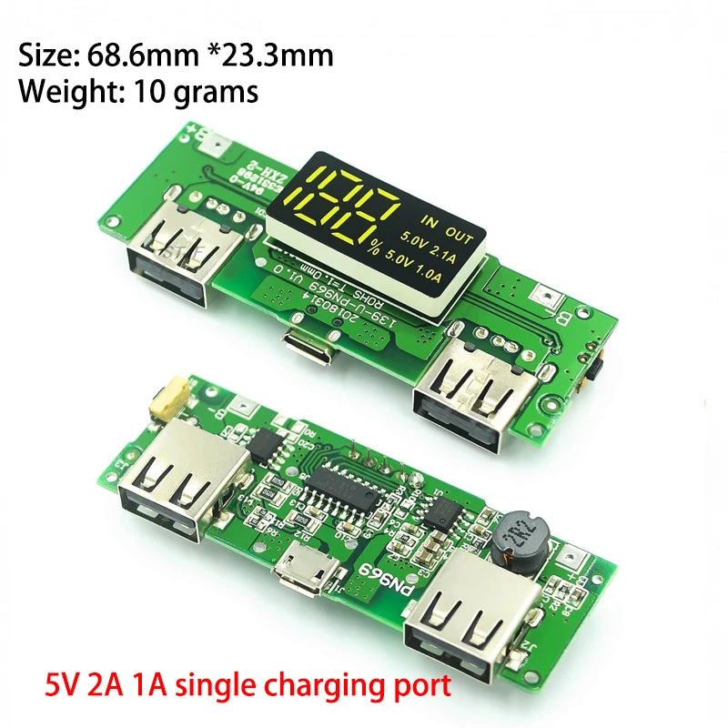 Custom LED Dual USB 5V 2.4A Micro/Type-C USB Mobile Power Bank 18650 Charging Module Lithium Battery Charger Board Circuit Protection