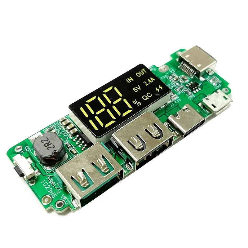 Custom LED Dual USB 5V 2.4A Micro/Type-C USB Mobile Power Bank 18650 Charging Module Lithium Battery Charger Board Circuit Protection