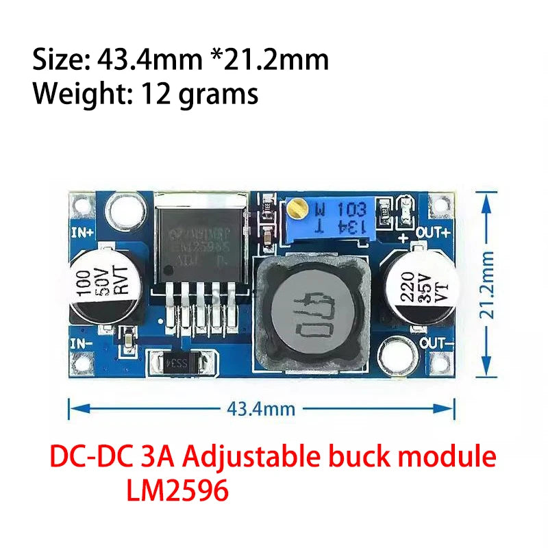 Custom LM2596 DC-DC Step-down Power Supply Module 3A Adjustable Step-down Module LM2596S Voltage Regulator 24V 12V 5V 3V