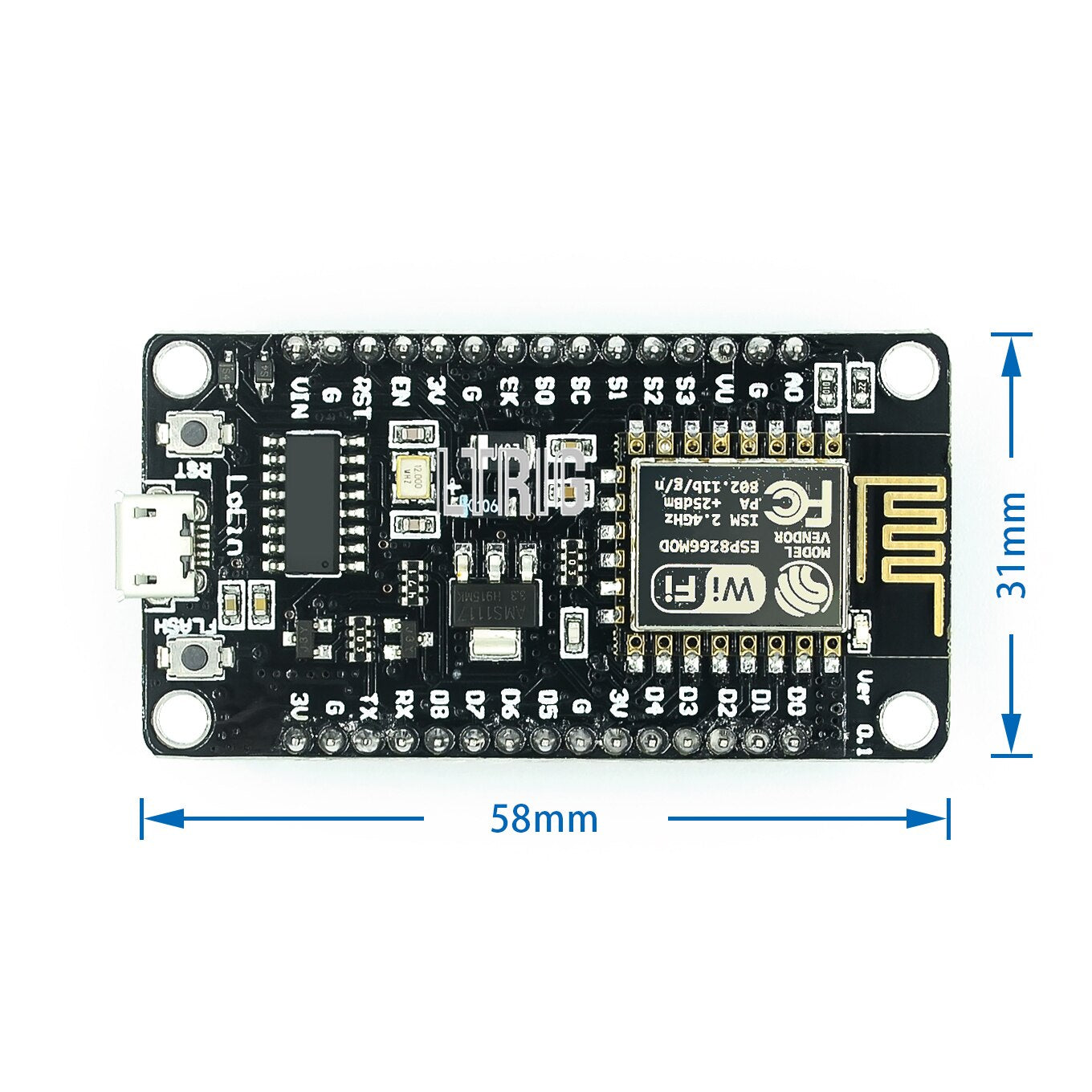 Custom 1PCS esp8266 Wireless module WIFI Internet of Things development board with pcb Antenna and usb port for Arduino