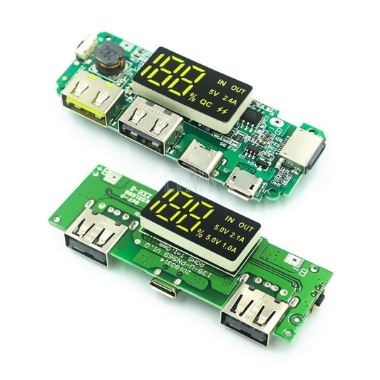 Custom 1PCS18650 lithium battery digital display charging module 5v2.4a 2A dual USB output band display booster module