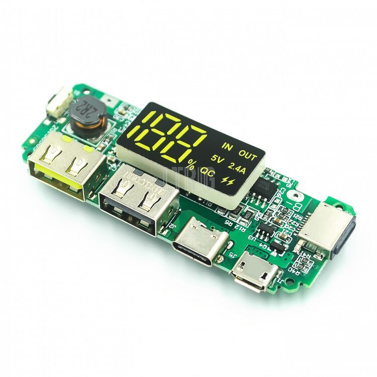 Custom 1PCS18650 lithium battery digital display charging module 5v2.4a 2A dual USB output band display booster module