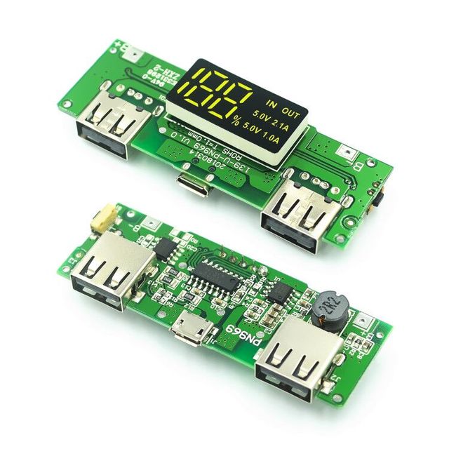 Custom 1PCS18650 lithium battery digital display charging module 5v2.4a 2A dual USB output band display booster module