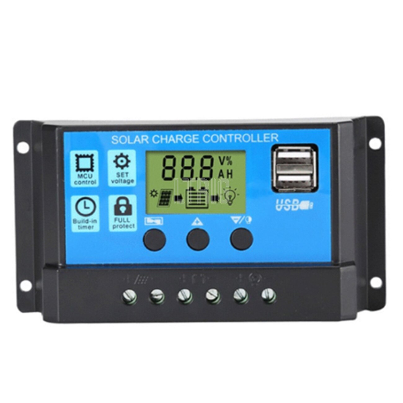 custom 1Pcs 10A /20A/30A  12V 24V Auto Solar Charge Controller PWM Controllers LCD Dual USB 5V