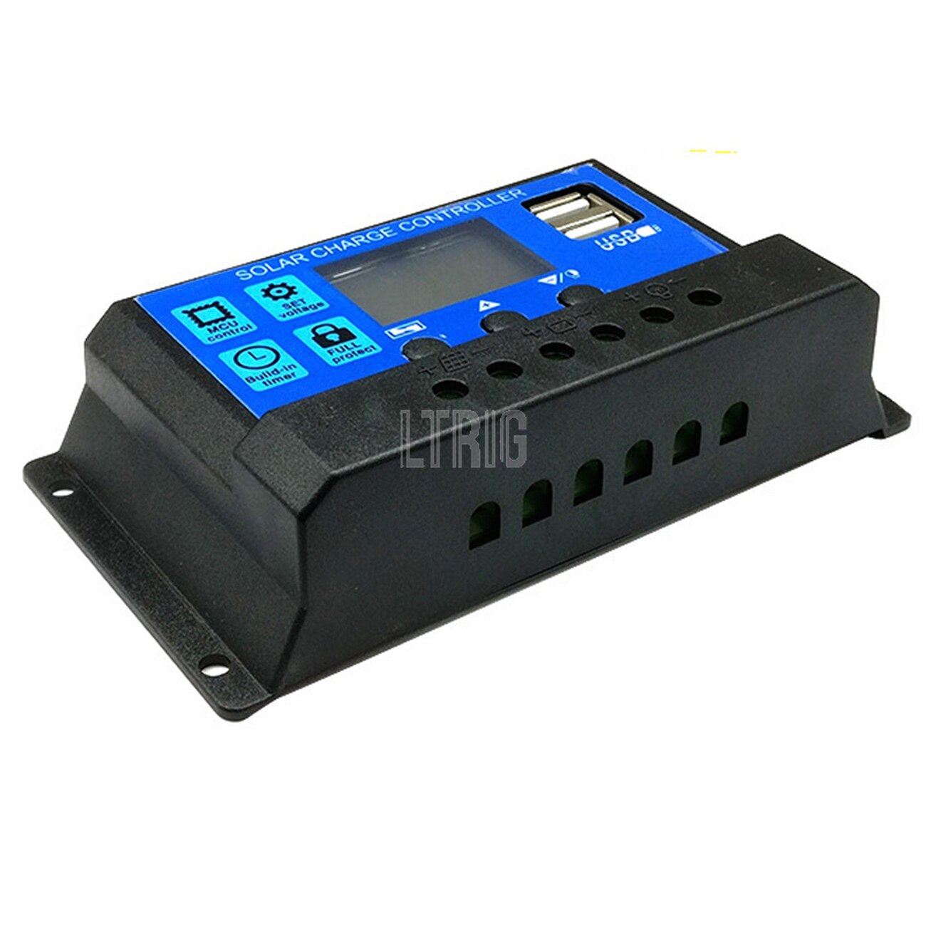 custom 1Pcs 10A /20A/30A  12V 24V Auto Solar Charge Controller PWM Controllers LCD Dual USB 5V