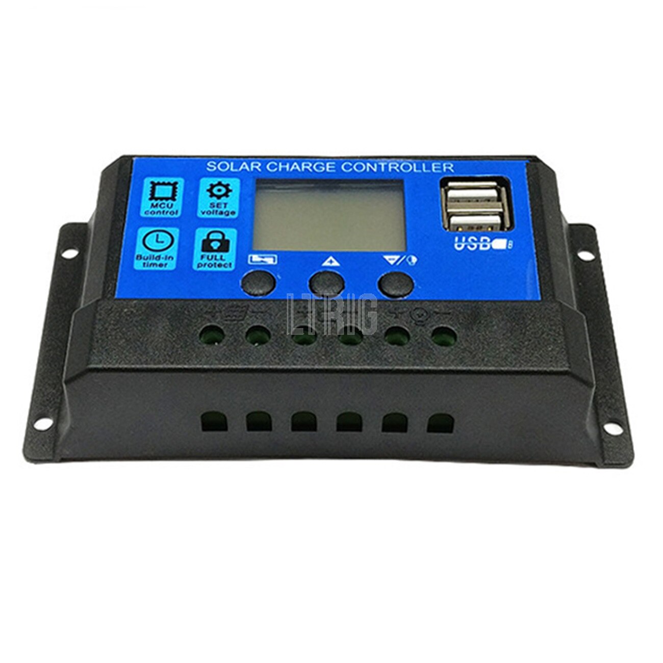 custom 1Pcs 10A /20A/30A  12V 24V Auto Solar Charge Controller PWM Controllers LCD Dual USB 5V