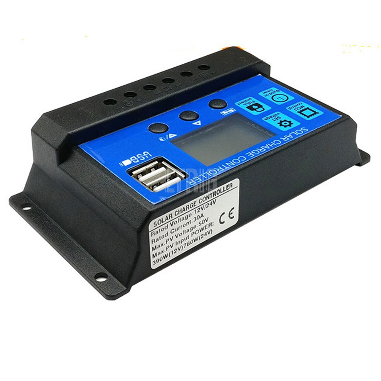 custom 1Pcs 10A /20A/30A  12V 24V Auto Solar Charge Controller PWM Controllers LCD Dual USB 5V