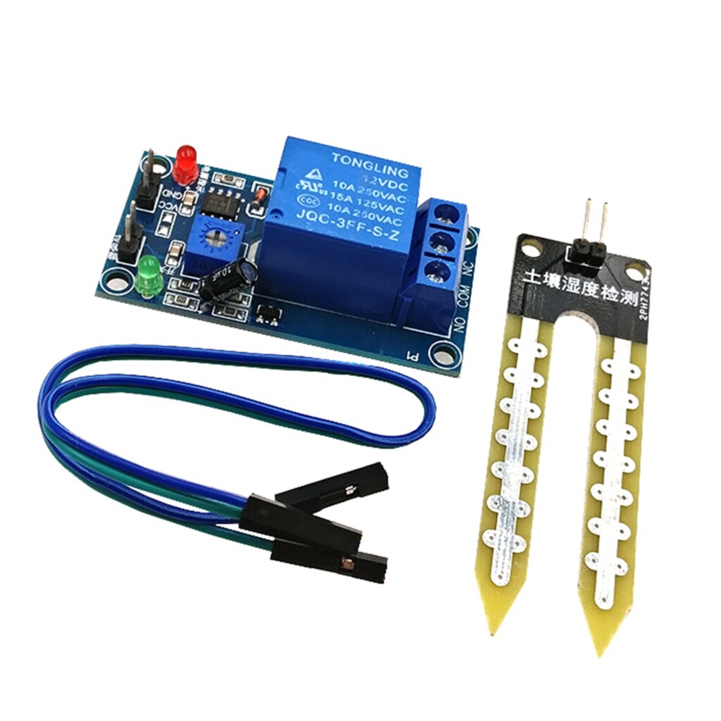 custom 1Pcs 12V soil moisture sensor relay soil module no water below humidity start automatic watering system soil sensor