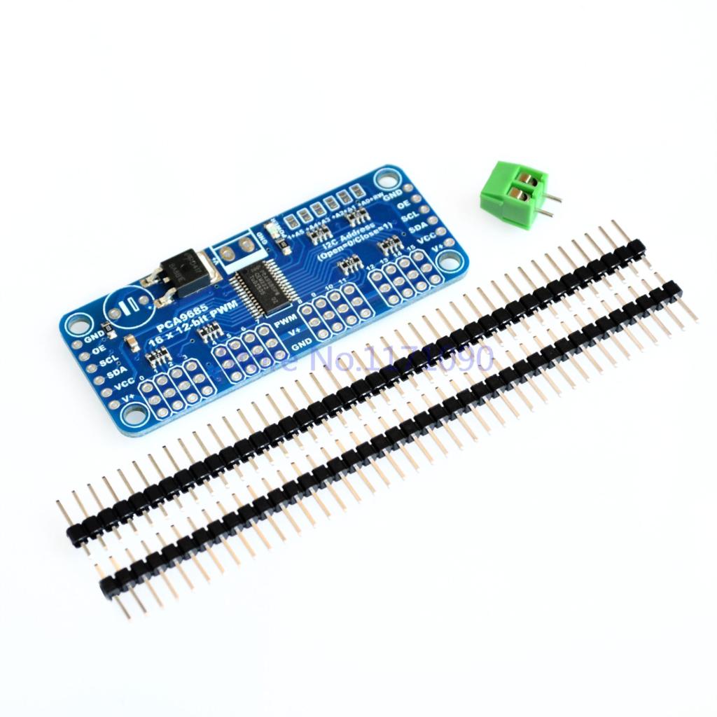 custom 1Pcs 16 Channel 12-bit PWM/Servo Driver-I2C interface-PCA9685 for Raspberry pi shield module servo shield