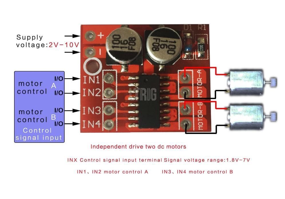 custom 1Pcs 2 DC Motor Drive Module Reversing PWM Speed Dual H Bridge Stepper Motor for Smart Car victory L298N