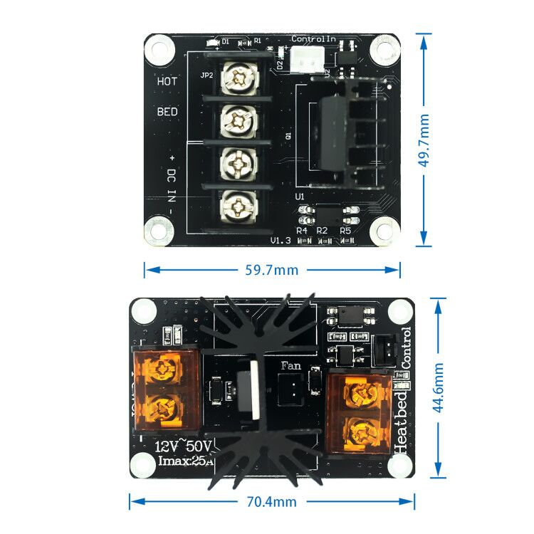 custom 1Pcs 3D Printer Heated Bed Power Module High Current 25A 30A MOSFET Upgrade RAMPS 1.4