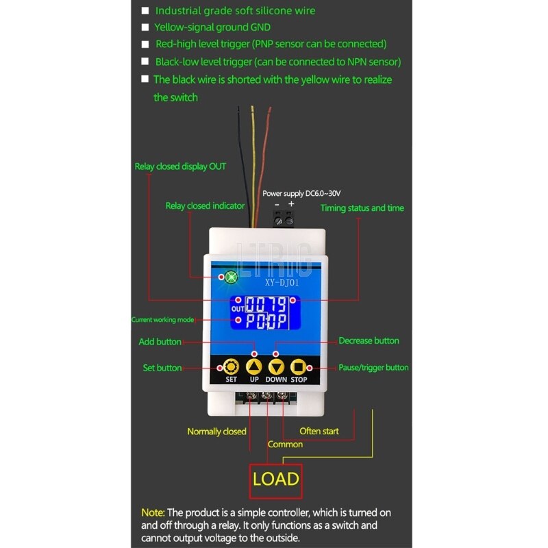 custom 1Pcs DC 6-30V 30A all the way Delay relay supports high/low/switch/PNP/NPN sensor trigger XY-DJ01