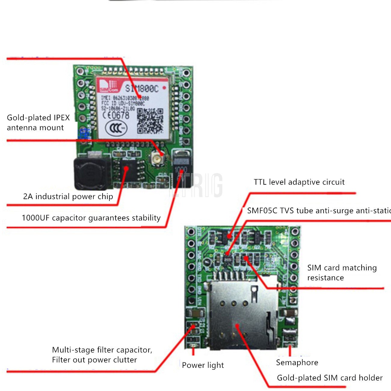 custom 1Pcs F-25 GPRS Module SIM800C GSM SIM800L/SIM900A Industrial STM32 Development Board