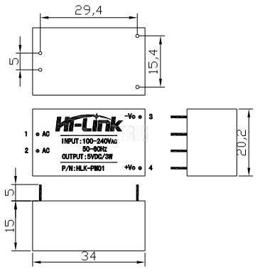 custom 1Pcs HLK-PM01 HLK-PM03 HLK-PM12 AC-DC 220v to 5v / 3.3v / 12v mini power supply module, smart home switch