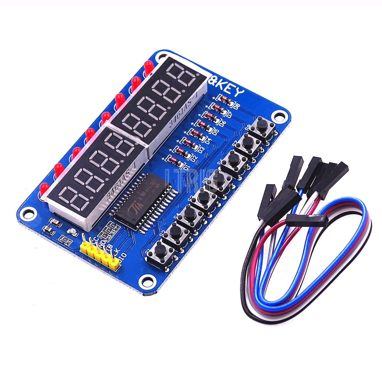 custom 1Pcs Key Display For AVR New 8-Bit Digital LED Tube 8-Bit TM1638 Module with line