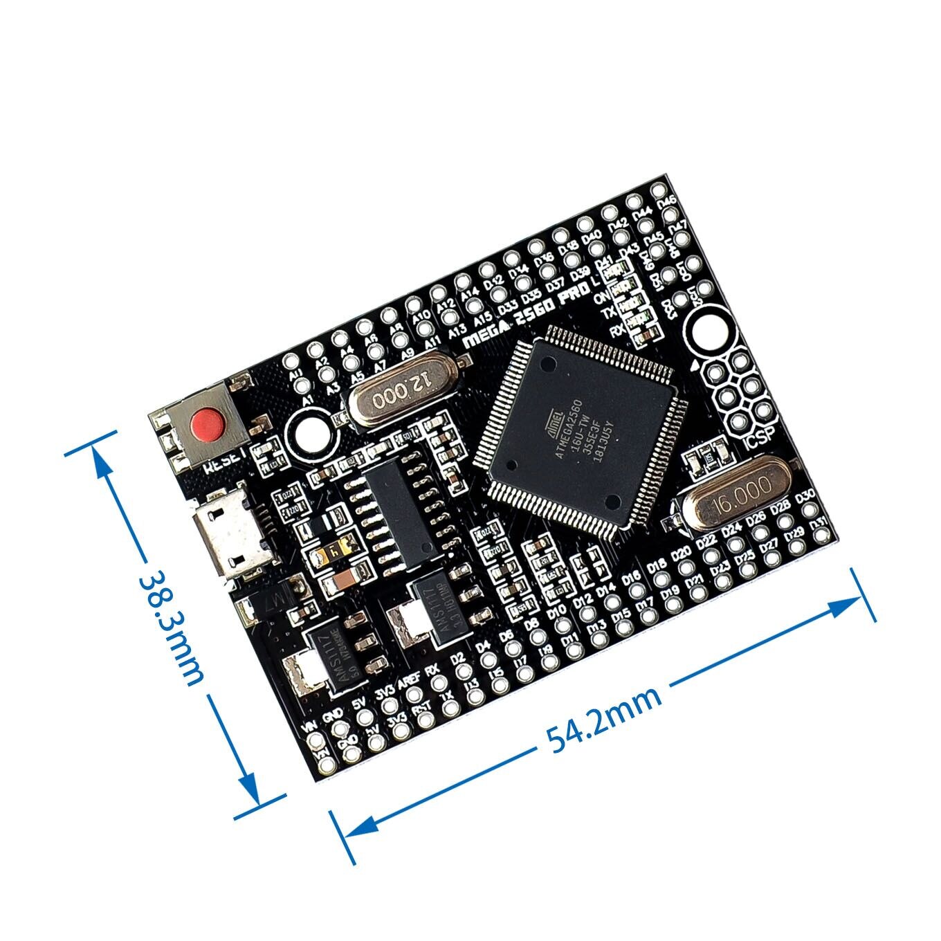 custom 1Pcs MEGA 2560 PRO Embed CH340G/ATMEGA2560-16AU Chip with male pinheaders Compatible for Arduino Mega 2560