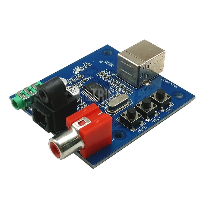 custom 1Pcs PCM2704 USB DAC USB Fiber Optic Coaxial Analog Output Power for Raspberry Pi Raspbian RaspBMC